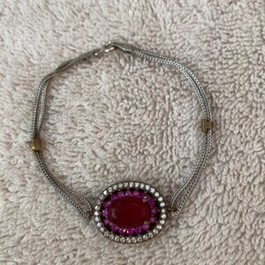 Sterling silver (marked 925) ruby & white & pink sapphire bracelet. Italy. Bling